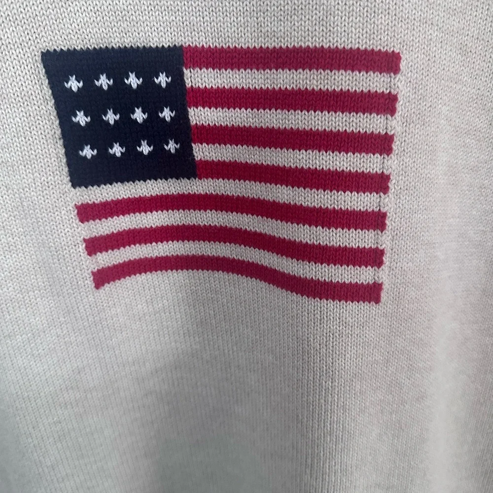 Sleeveless Flag cotton Top - Navy Trim, White - Picture 3 of 6